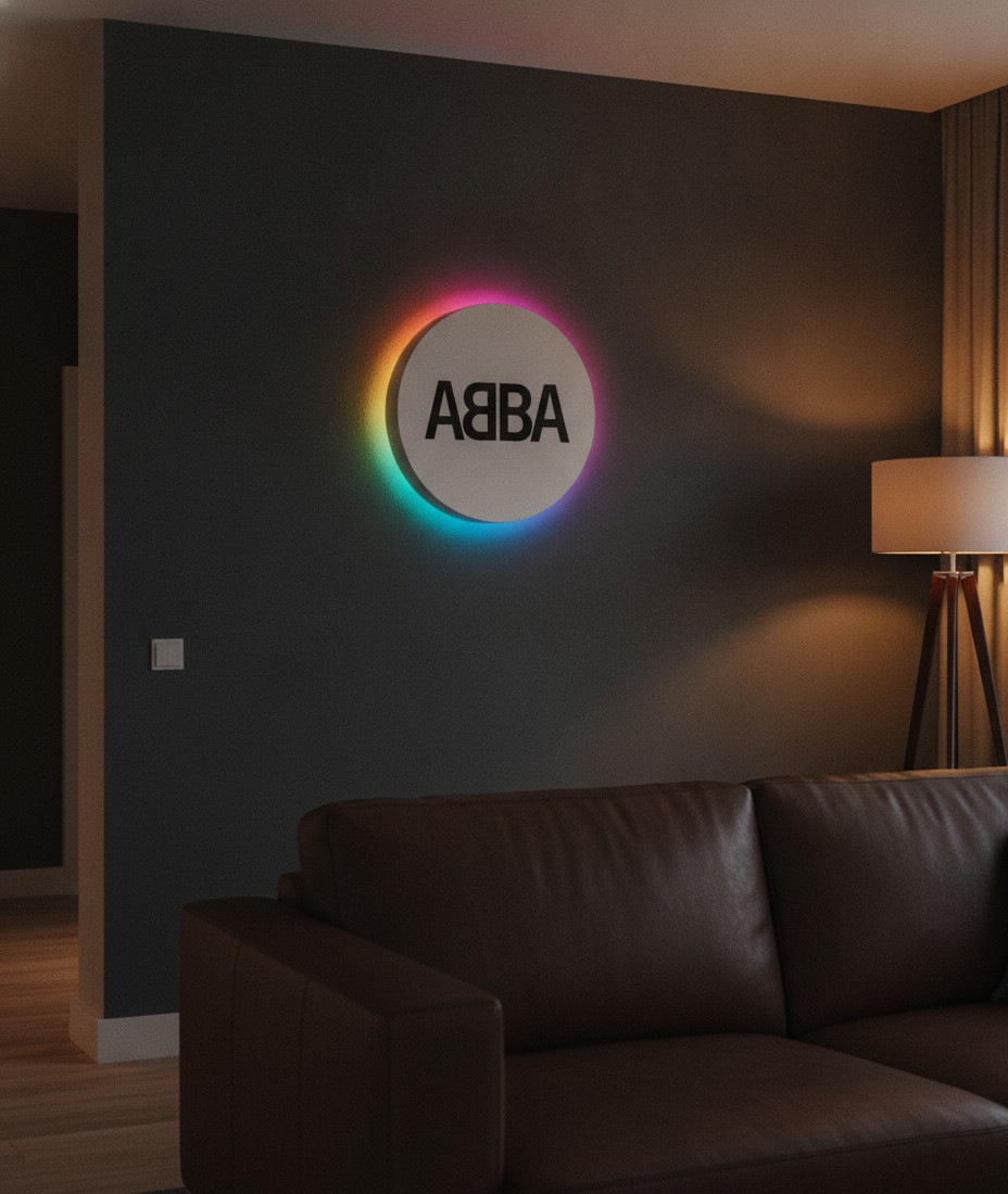 ABBA LED-Leuchtschild Wanddeko Musik-Deko Geschenk - Mockup