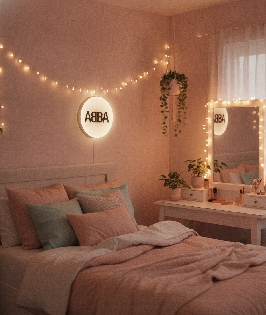 ABBA LED-Leuchtschild Wanddeko Musik-Deko Geschenk - Mockup