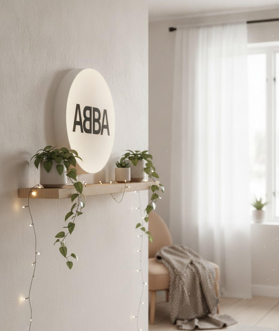 ABBA LED-Leuchtschild Wanddeko Musik-Deko Geschenk - Mockup