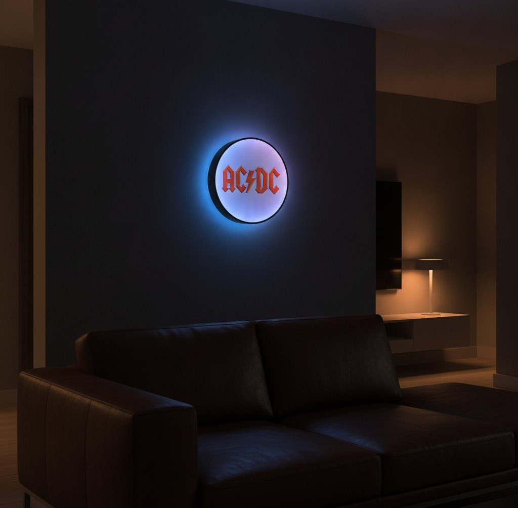 AC/DC LED-Leuchtschild Wanddeko Musik-Deko Geschenk - Mockup