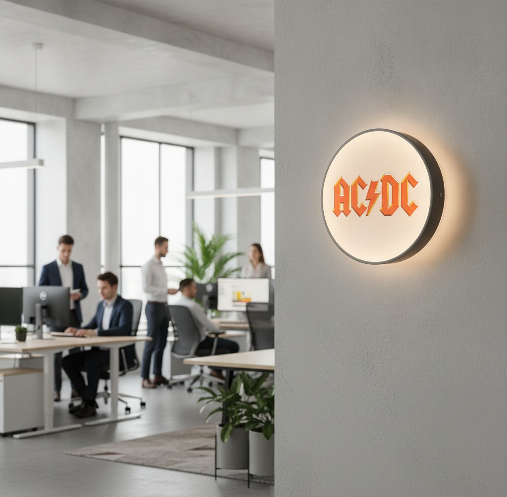 AC/DC LED-Leuchtschild Wanddeko Musik-Deko Geschenk - Mockup