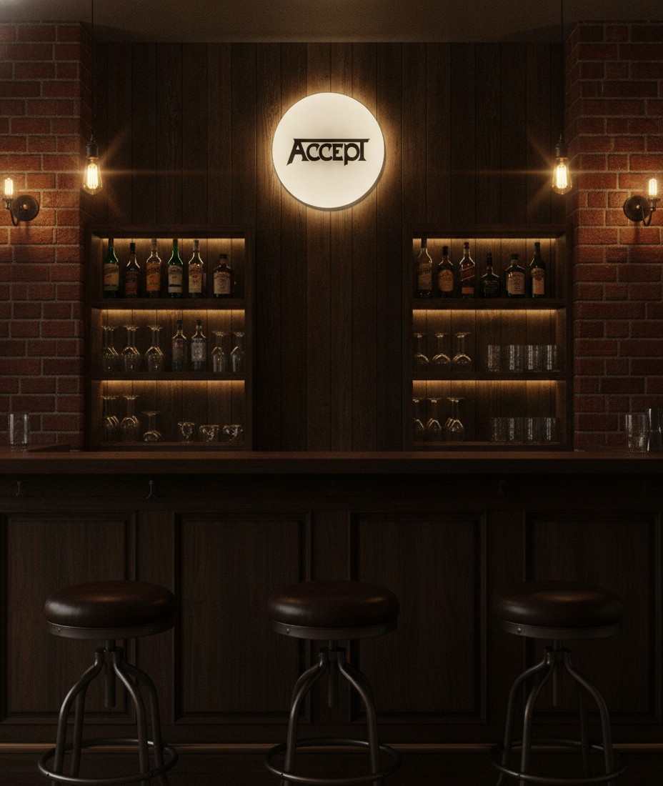 Accept LED-Leuchtschild Wanddeko Musik-Deko Geschenk - Mockup