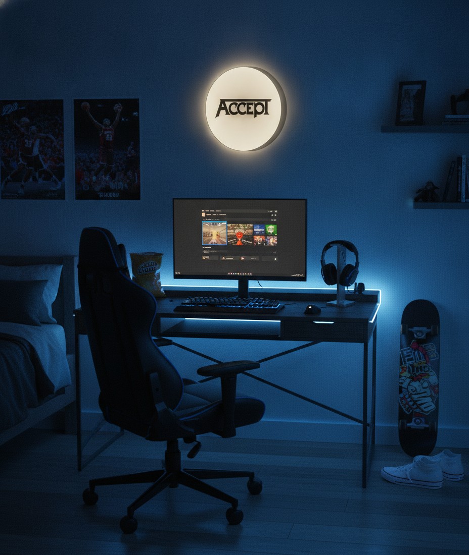 Accept LED-Leuchtschild Wanddeko Musik-Deko Geschenk - Mockup