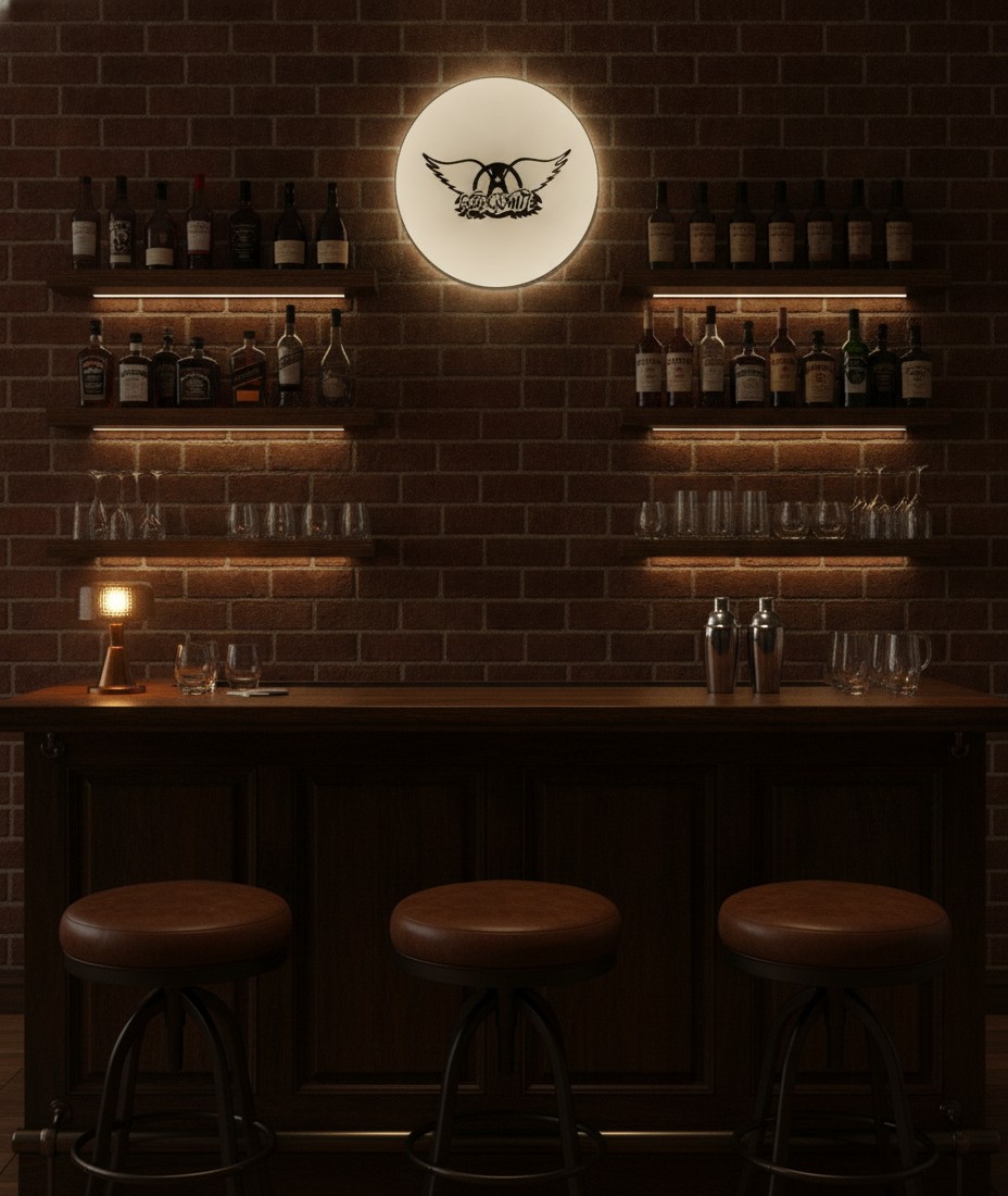 Aerosmith LED-Leuchtschild Wanddeko Musik-Deko Geschenk - Mockup