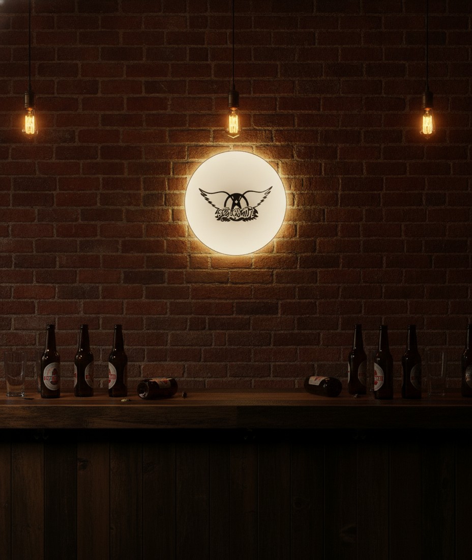 Aerosmith LED-Leuchtschild Wanddeko Musik-Deko Geschenk - Mockup