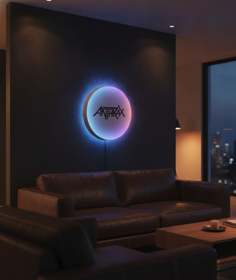 Anthrax LED-Leuchtschild Wanddeko Musik-Deko Geschenk - Mockup
