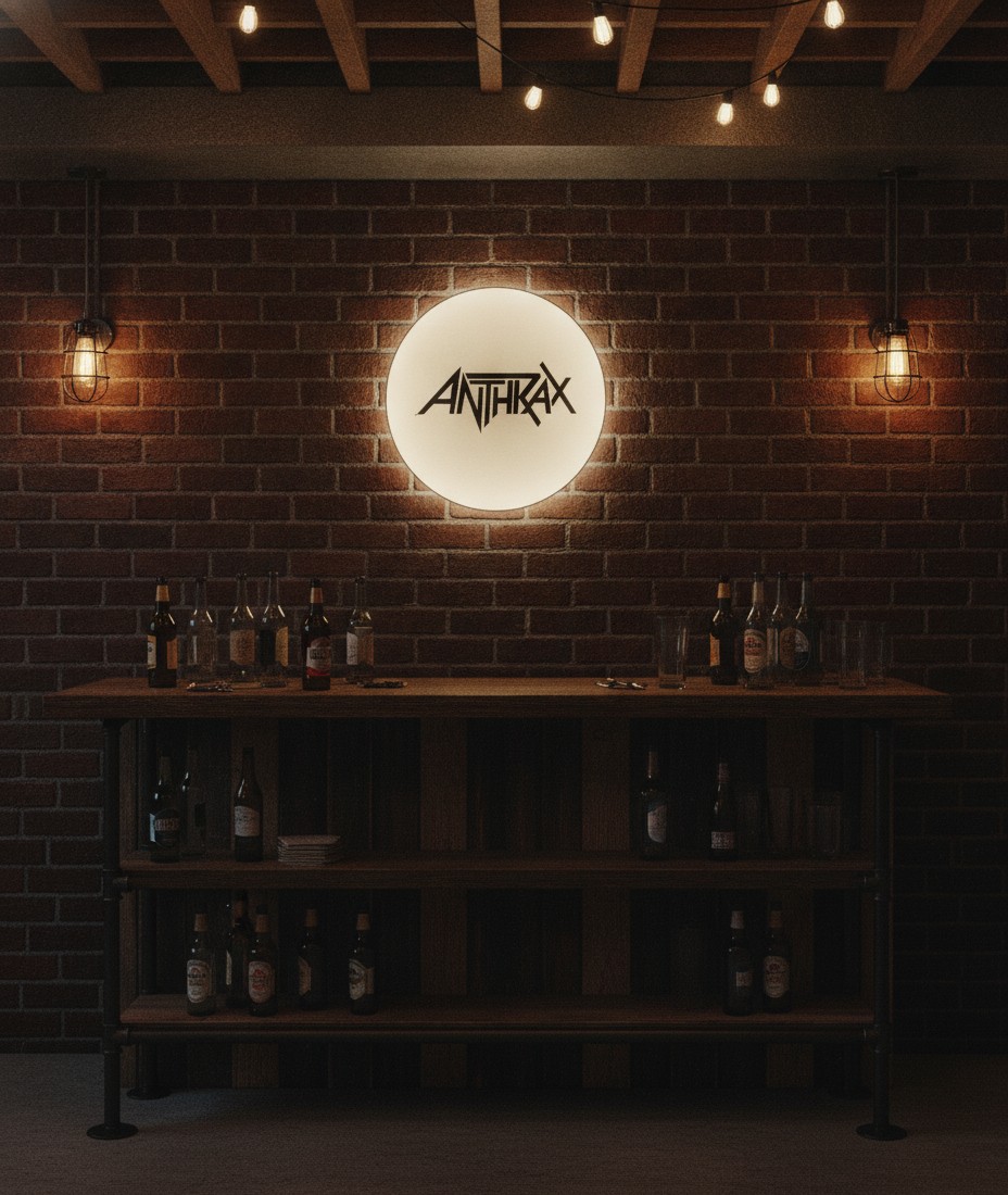 Anthrax LED-Leuchtschild Wanddeko Musik-Deko Geschenk - Mockup