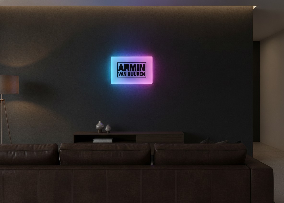 Armin van Buuren LED-Leuchtschild Wanddeko Musik-Deko Geschenk - Mockup