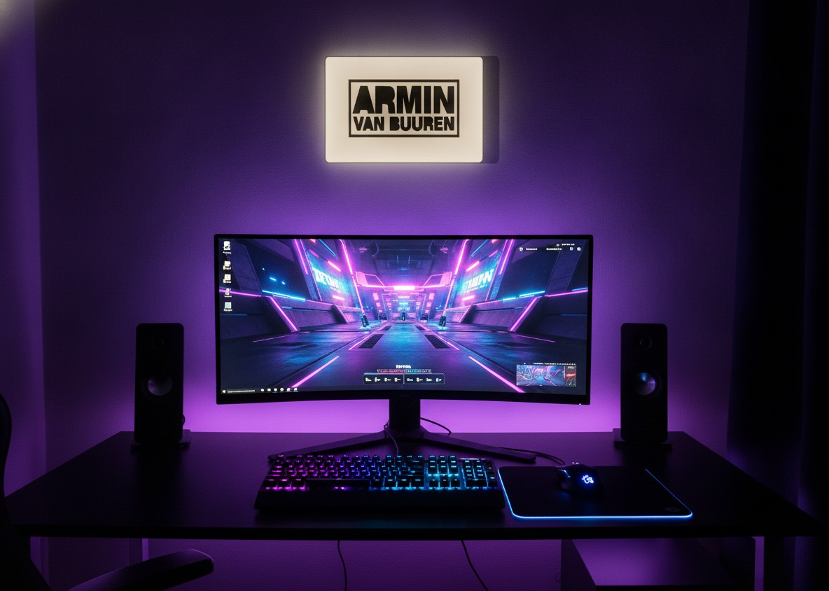 Armin van Buuren LED-Leuchtschild Wanddeko Musik-Deko Geschenk - Mockup