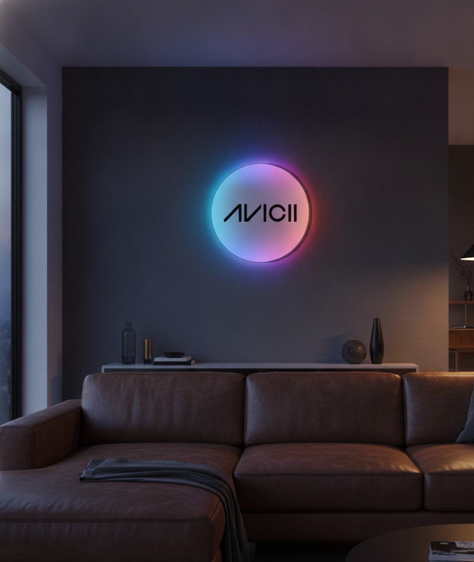 Avicii LED-Leuchtschild Wanddeko Musik-Deko Geschenk - Mockup