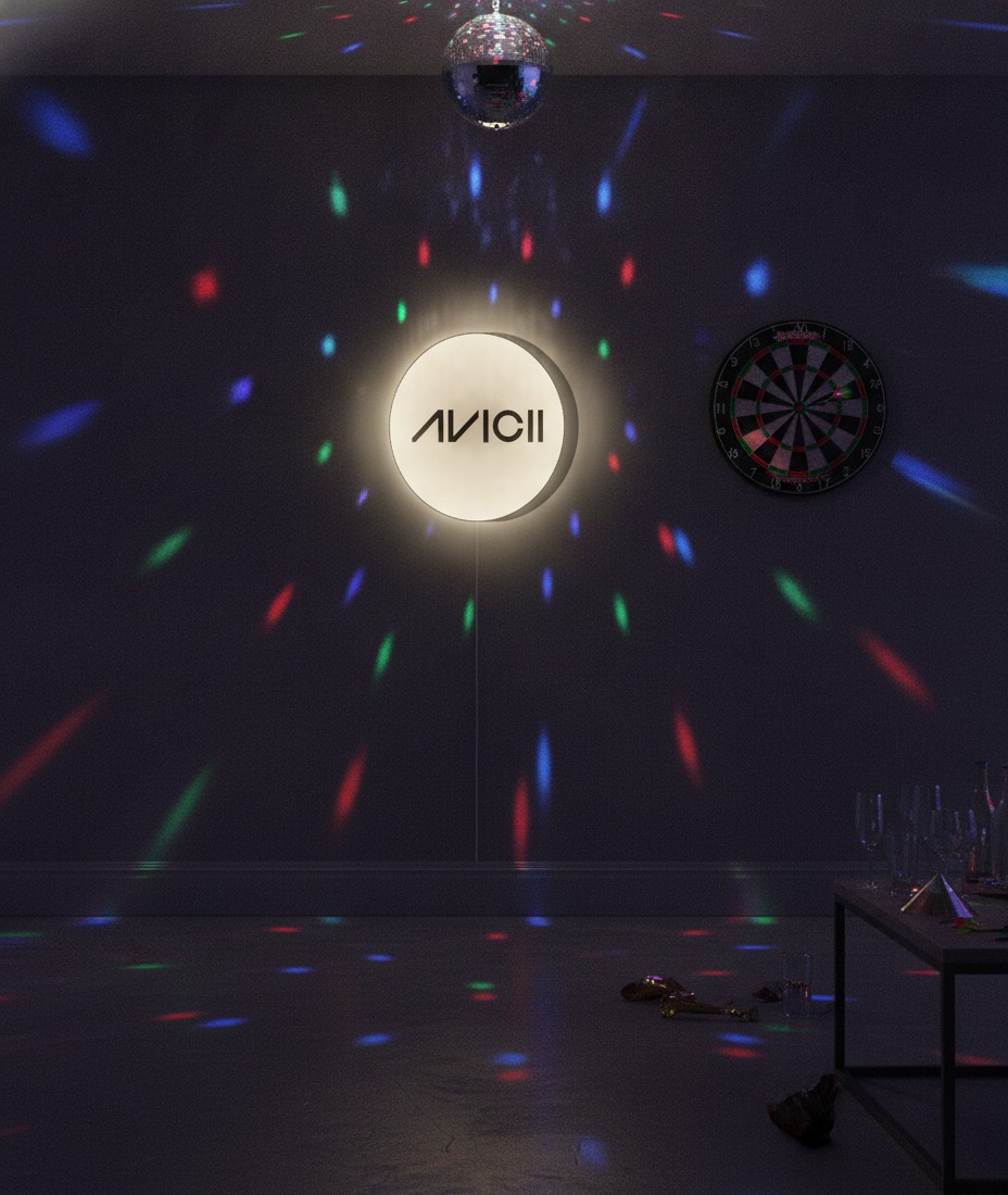 Avicii LED-Leuchtschild Wanddeko Musik-Deko Geschenk - Mockup