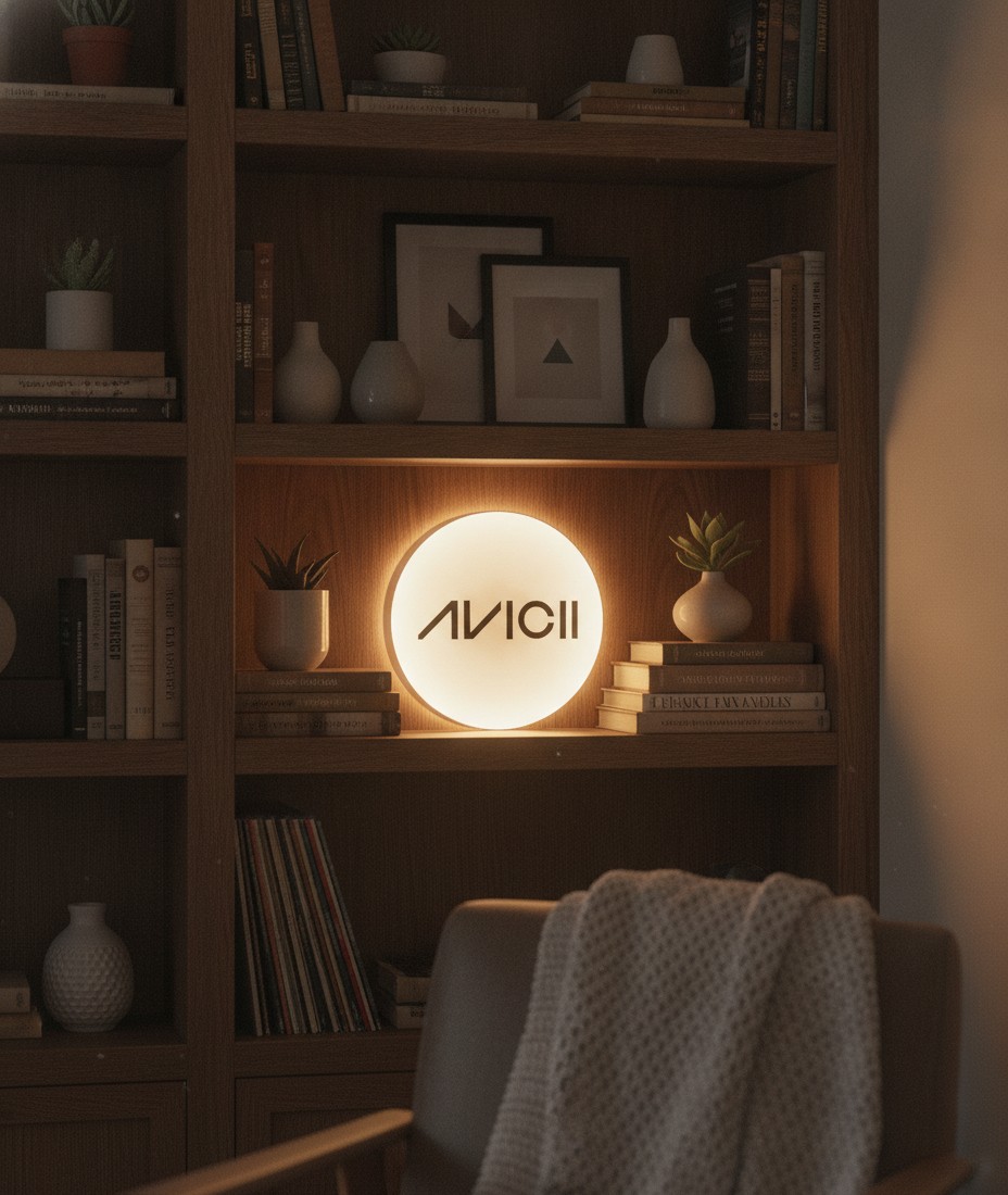 Avicii LED-Leuchtschild Wanddeko Musik-Deko Geschenk - Mockup