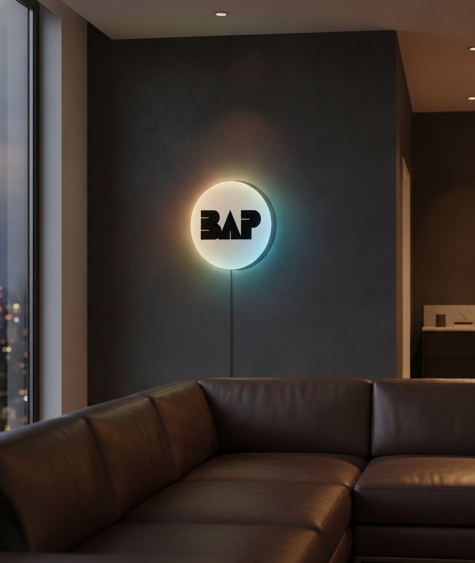 BAP LED-Leuchtschild Wanddeko Musik-Deko Geschenk - Mockup