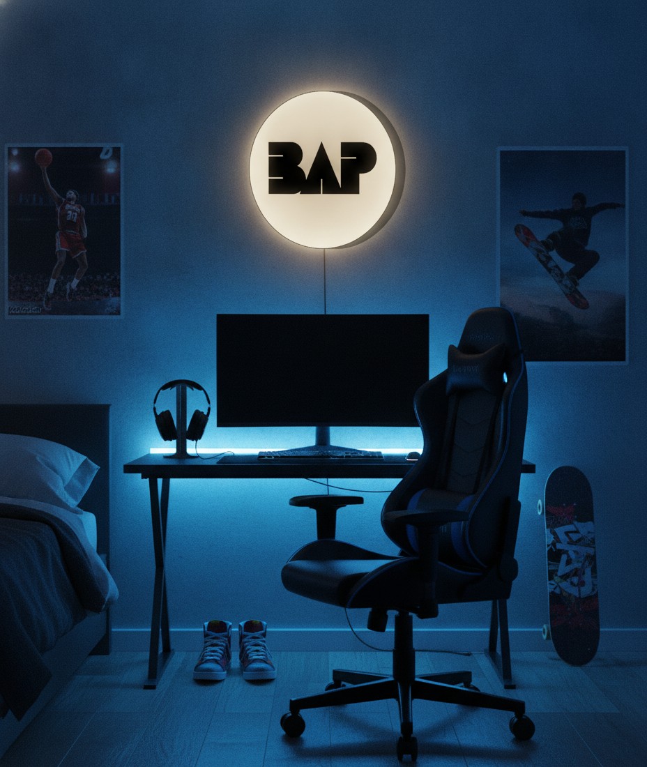 BAP LED-Leuchtschild Wanddeko Musik-Deko Geschenk - Mockup