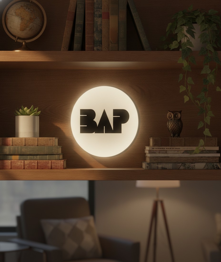 BAP LED-Leuchtschild Wanddeko Musik-Deko Geschenk - Mockup