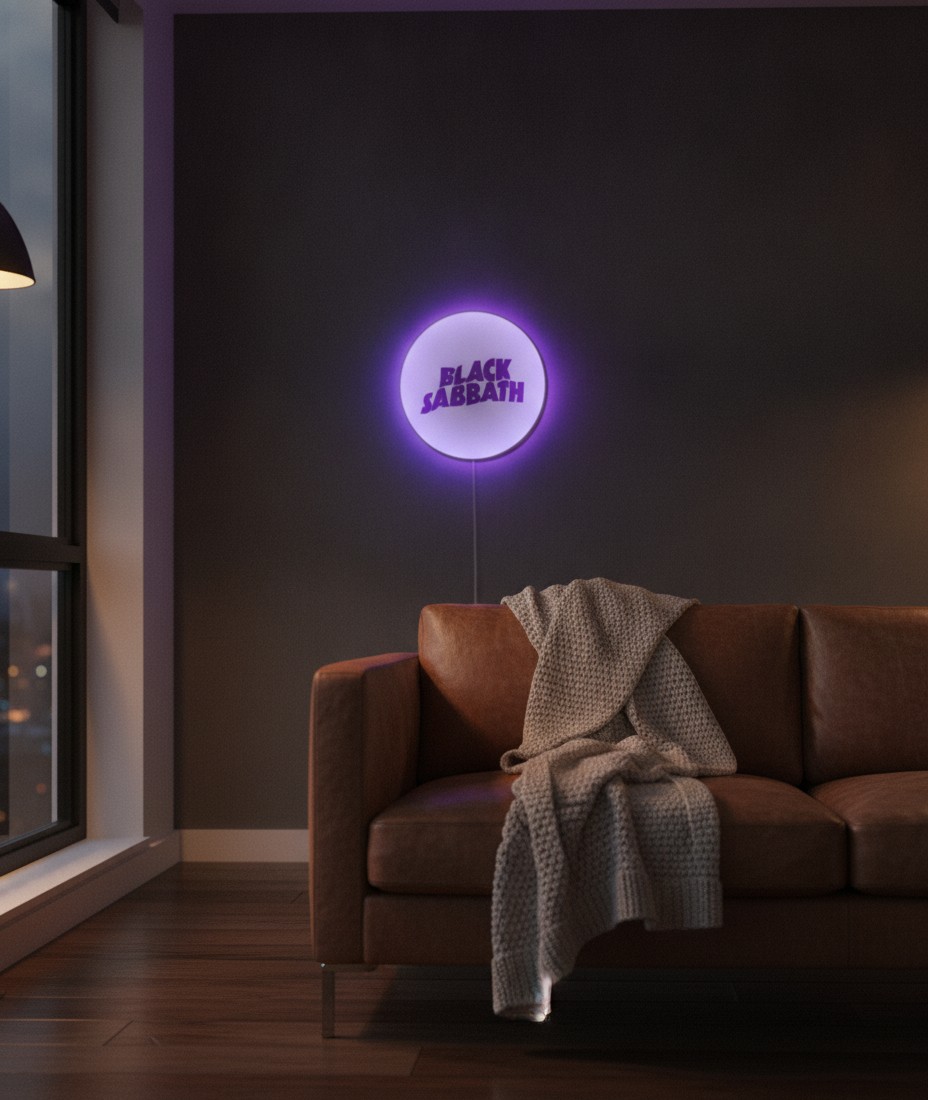 Black Sabbath LED-Leuchtschild Wanddeko Musik-Deko Geschenk - Mockup