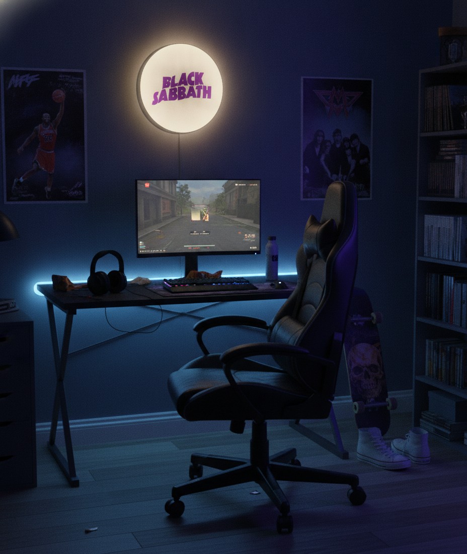 Black Sabbath LED-Leuchtschild Wanddeko Musik-Deko Geschenk - Mockup