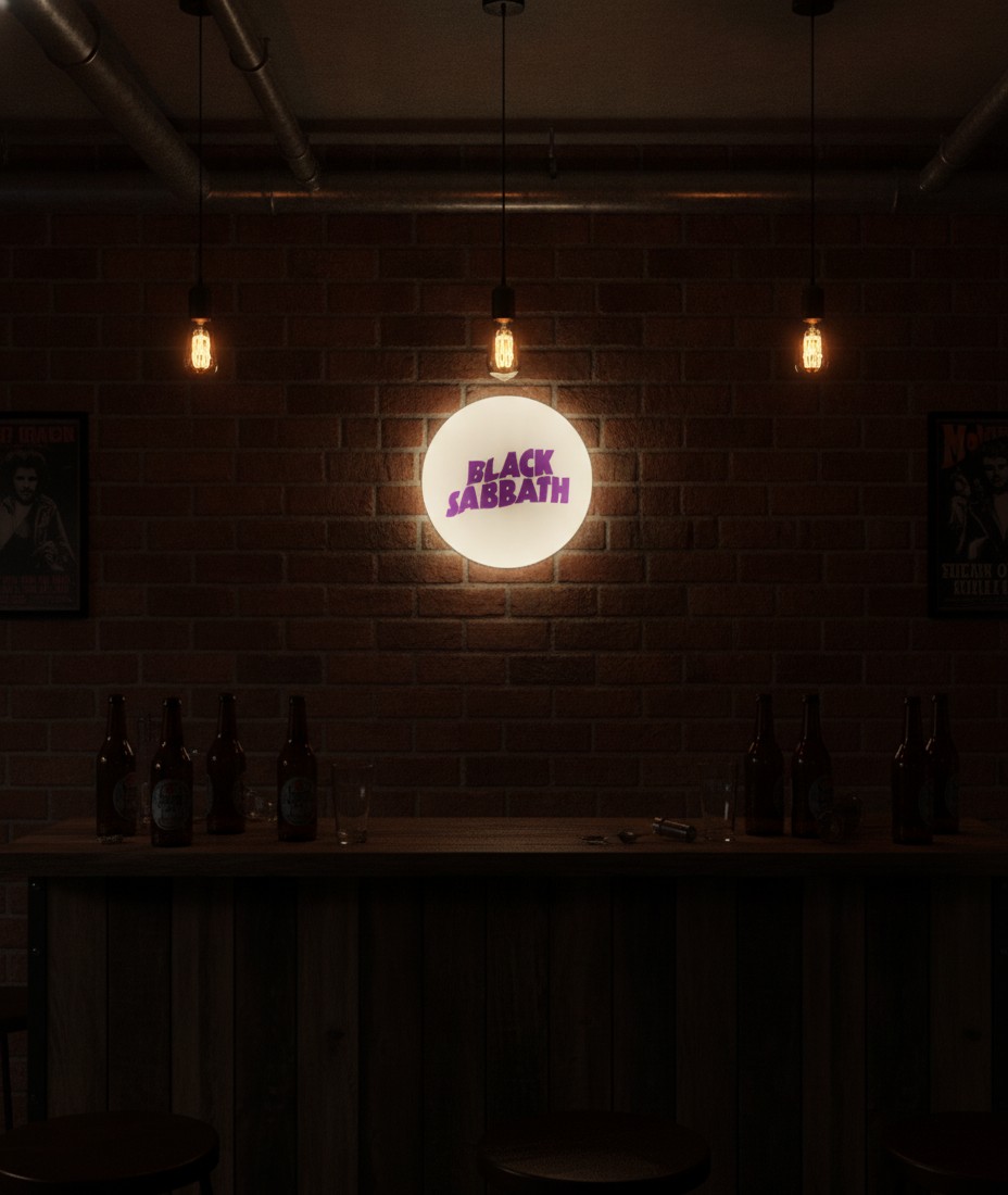 Black Sabbath LED-Leuchtschild Wanddeko Musik-Deko Geschenk - Mockup