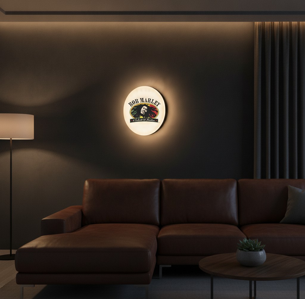 Bob Marley LED-Leuchtschild Wanddeko Musik-Deko Geschenk - Mockup