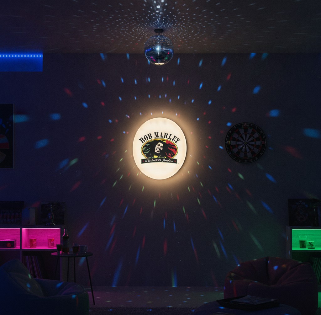 Bob Marley LED-Leuchtschild Wanddeko Musik-Deko Geschenk - Mockup