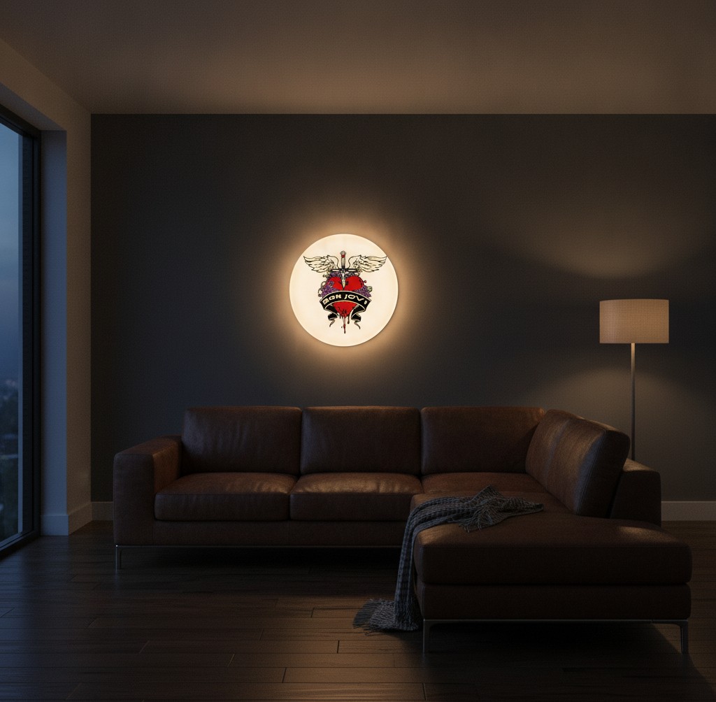 Bon Jovi LED-Leuchtschild Wanddeko Musik-Deko Geschenk - Mockup