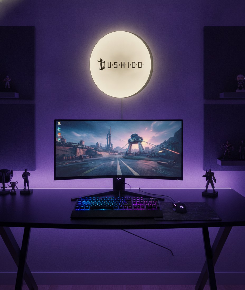 Bushido LED-Leuchtschild Wanddeko Musik-Deko Geschenk - Mockup