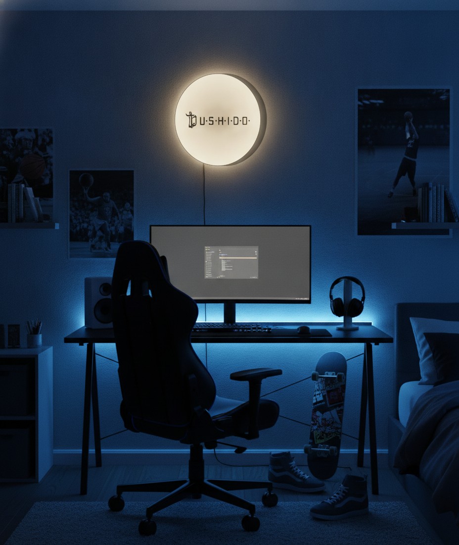 Bushido LED-Leuchtschild Wanddeko Musik-Deko Geschenk - Mockup