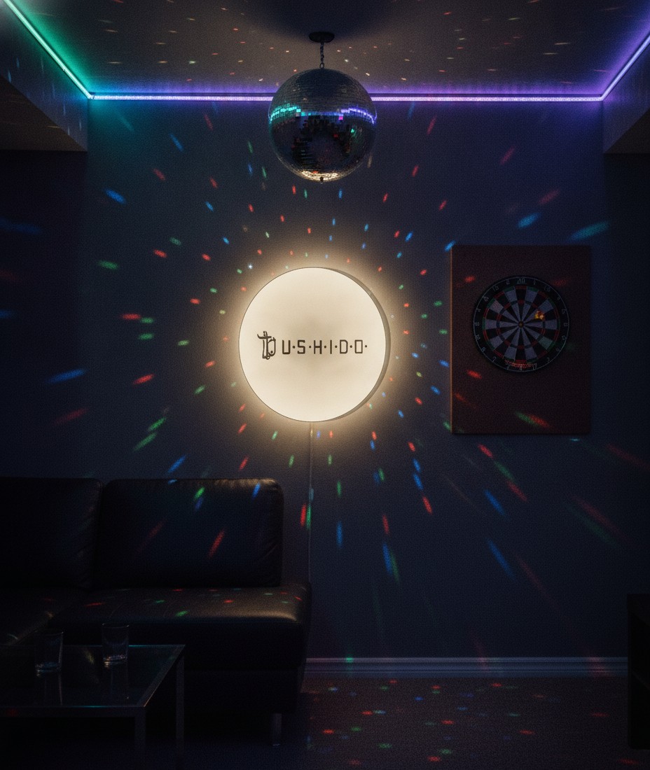 Bushido LED-Leuchtschild Wanddeko Musik-Deko Geschenk - Mockup