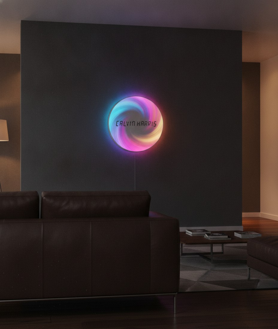 Calvin Harris LED-Leuchtschild Wanddeko Musik-Deko Geschenk - Mockup