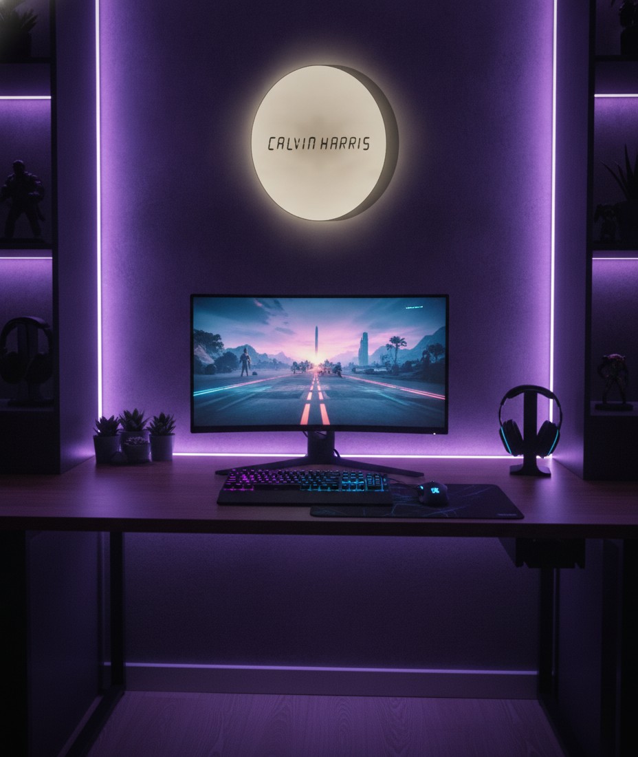 Calvin Harris LED-Leuchtschild Wanddeko Musik-Deko Geschenk - Mockup
