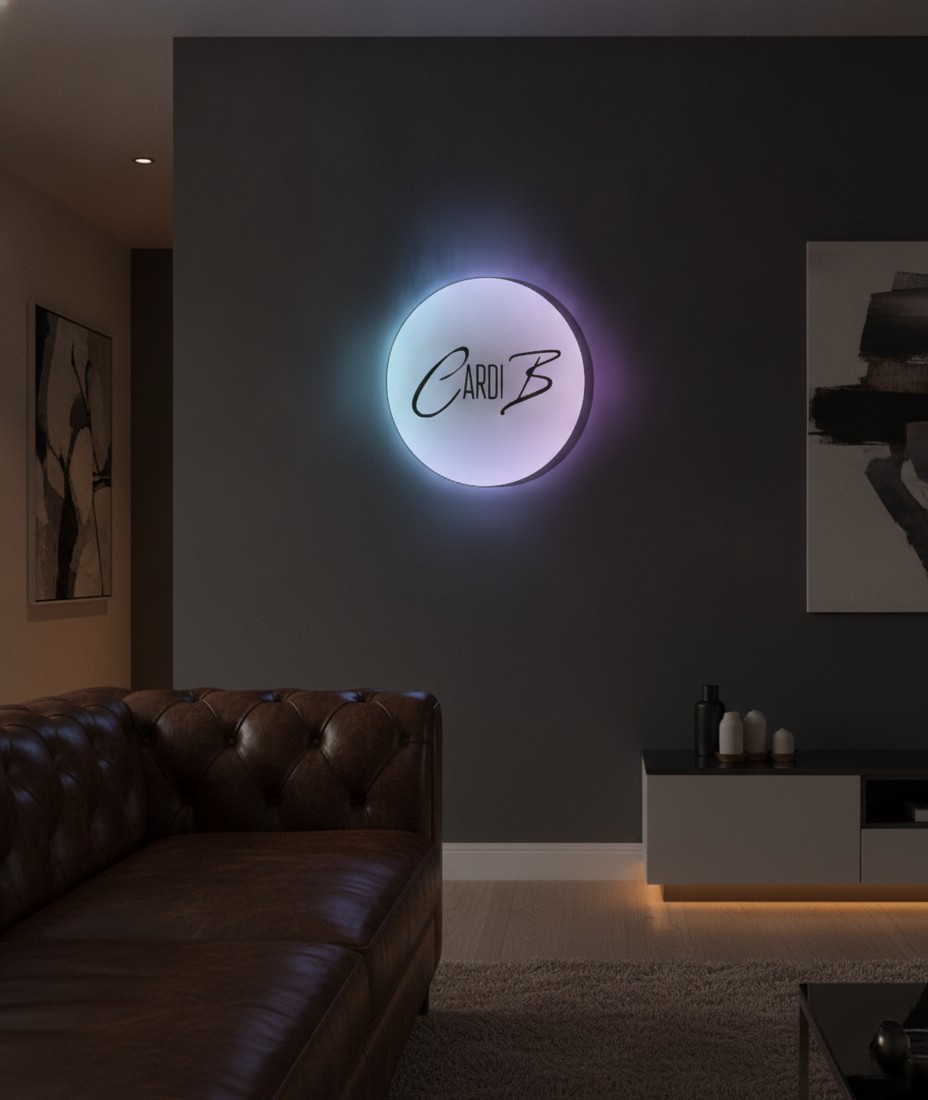 Cardi B LED-Leuchtschild Wanddeko Musik-Deko Geschenk - Mockup