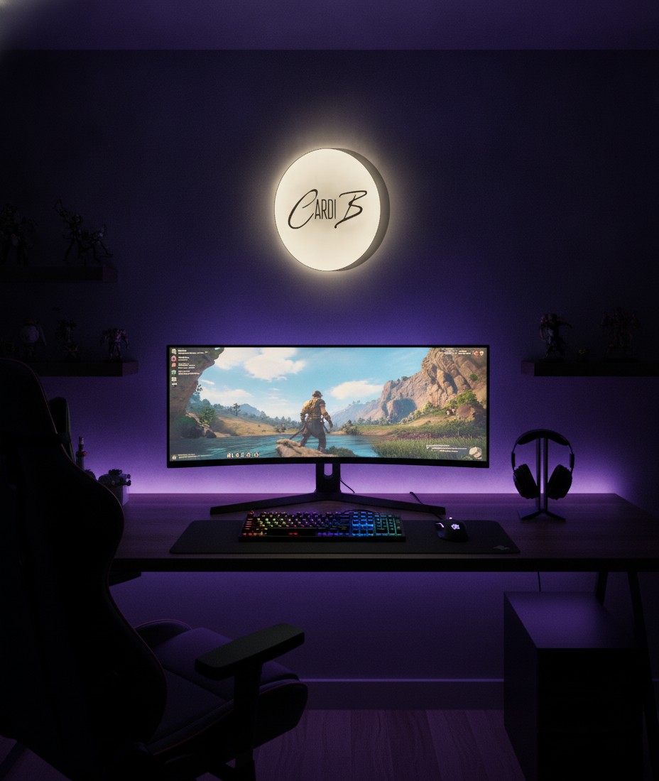 Cardi B LED-Leuchtschild Wanddeko Musik-Deko Geschenk - Mockup