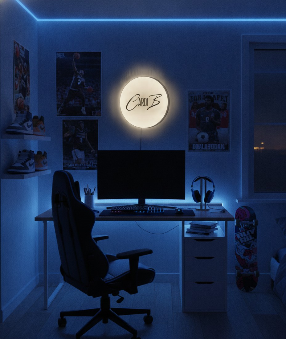 Cardi B LED-Leuchtschild Wanddeko Musik-Deko Geschenk - Mockup