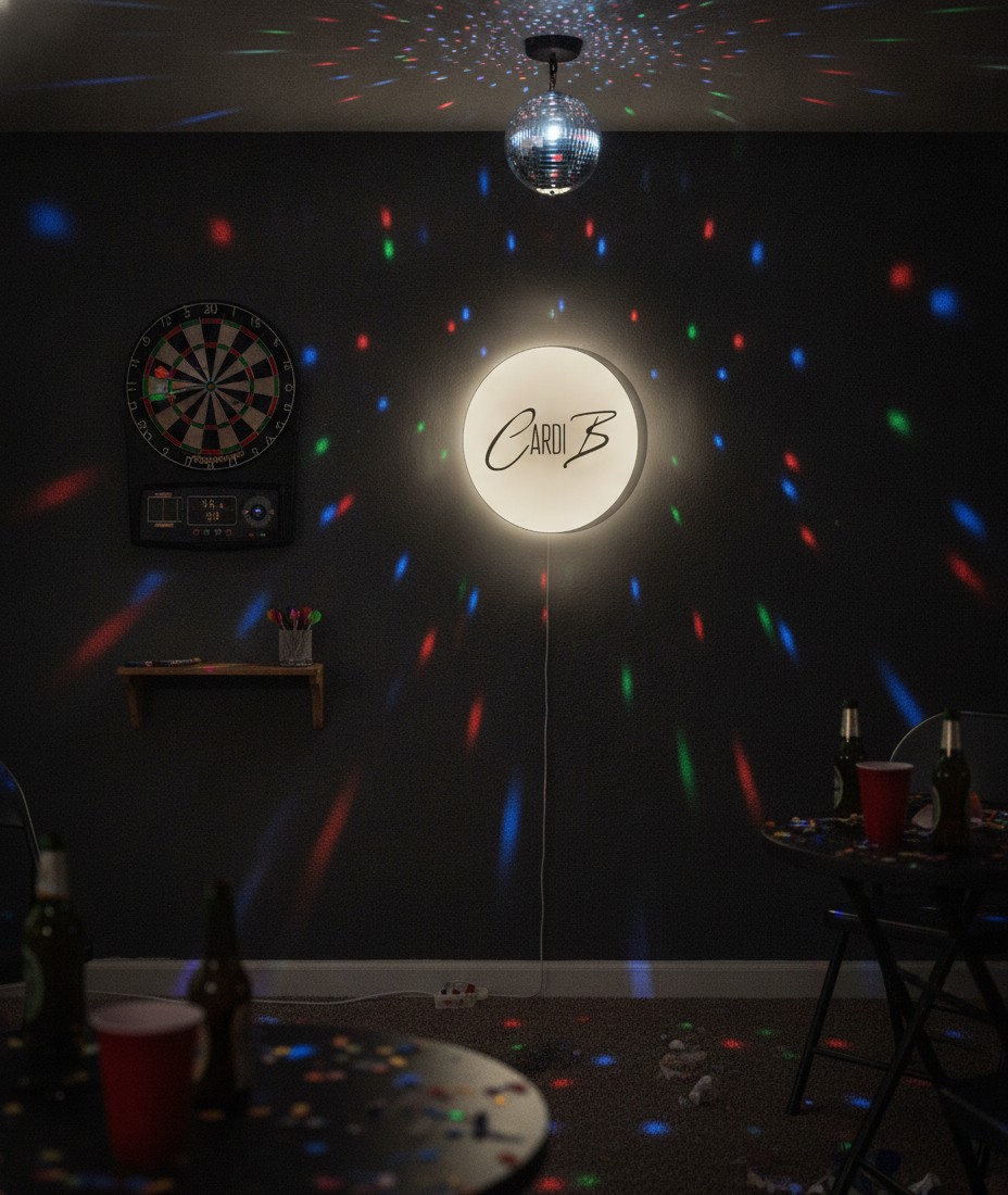 Cardi B LED-Leuchtschild Wanddeko Musik-Deko Geschenk - Mockup