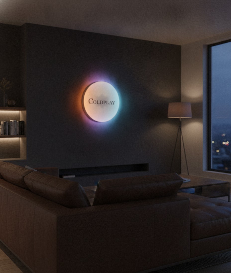 Coldplay LED-Leuchtschild Wanddeko Musik-Deko Geschenk - Mockup