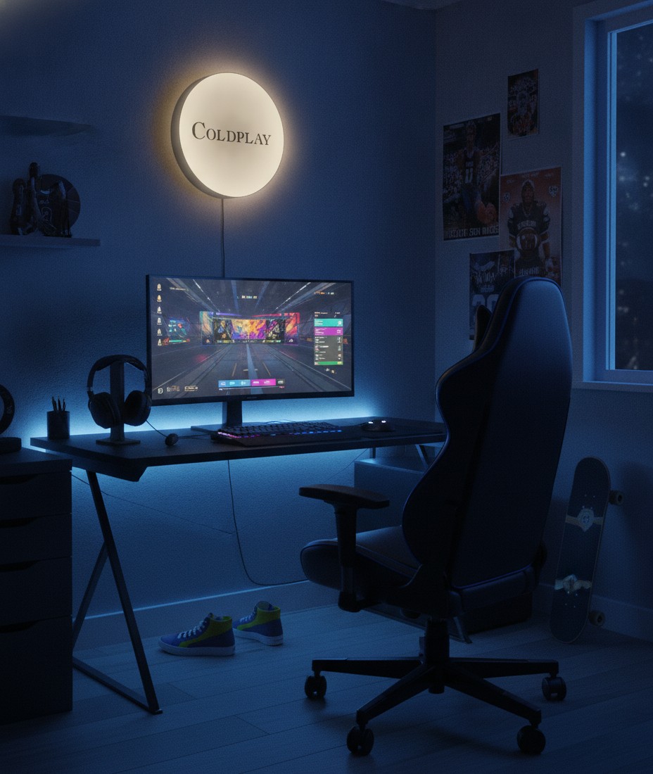 Coldplay LED-Leuchtschild Wanddeko Musik-Deko Geschenk - Mockup
