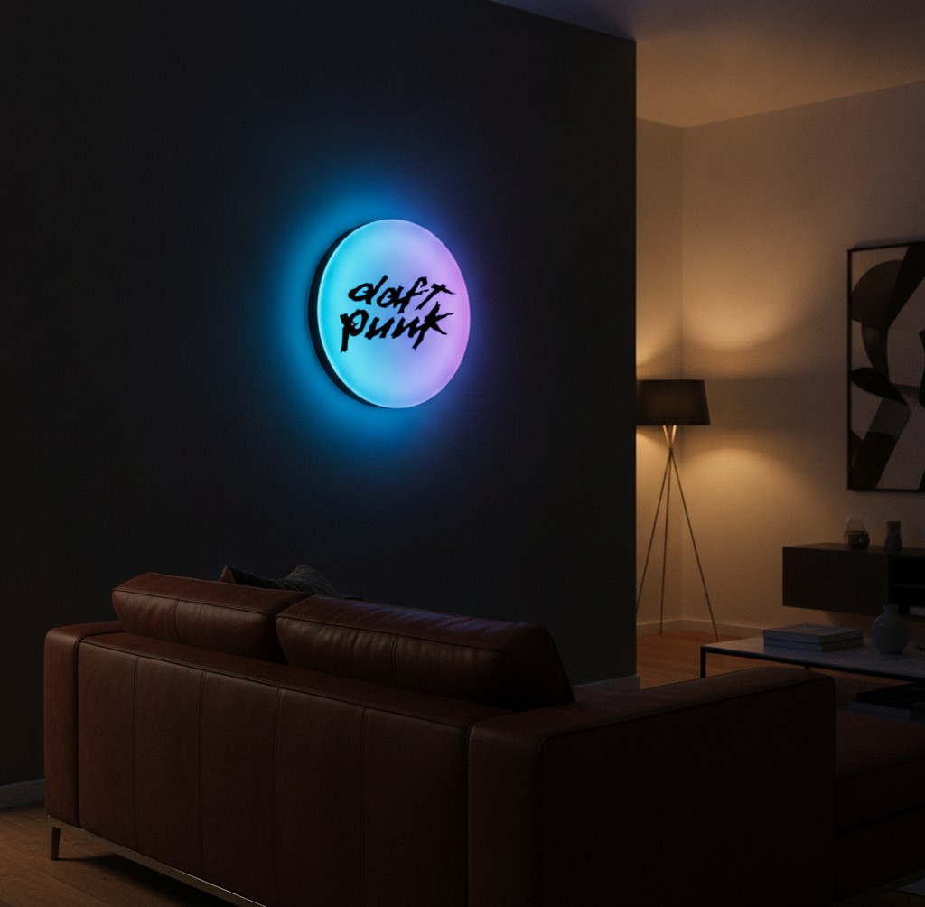 Daft Punk LED-Leuchtschild Wanddeko Musik-Deko Geschenk - Mockup