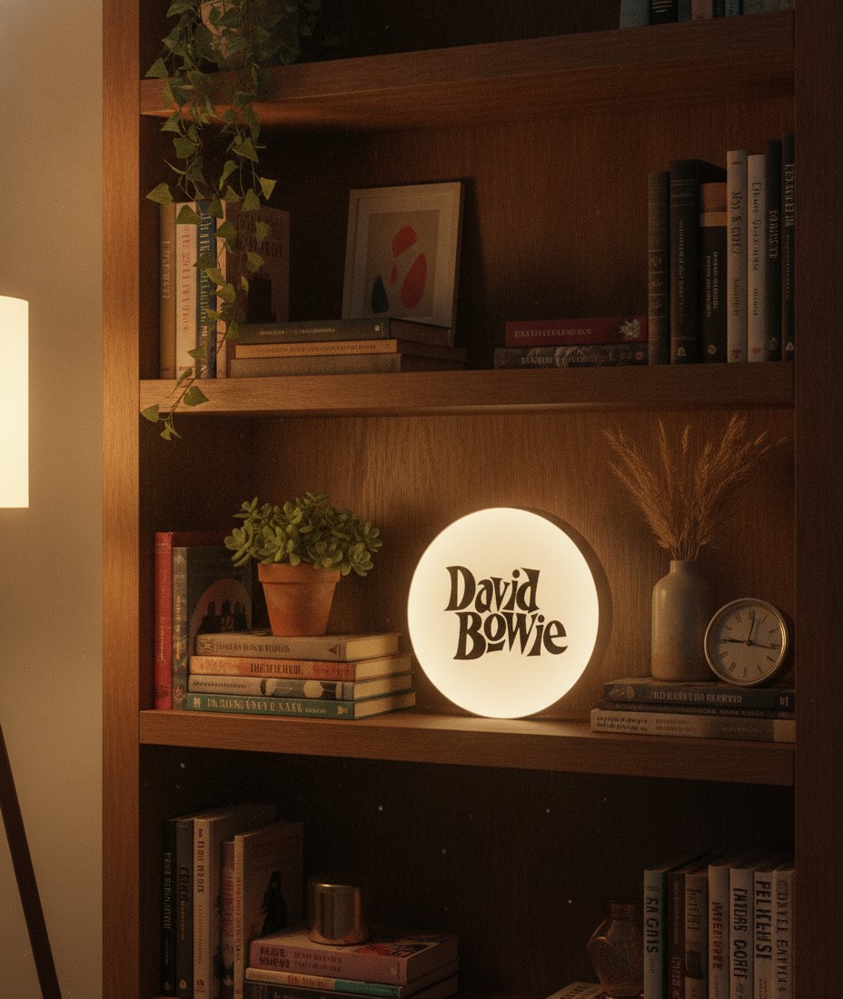 David Bowie LED-Leuchtschild Wanddeko Musik-Deko Geschenk - Mockup