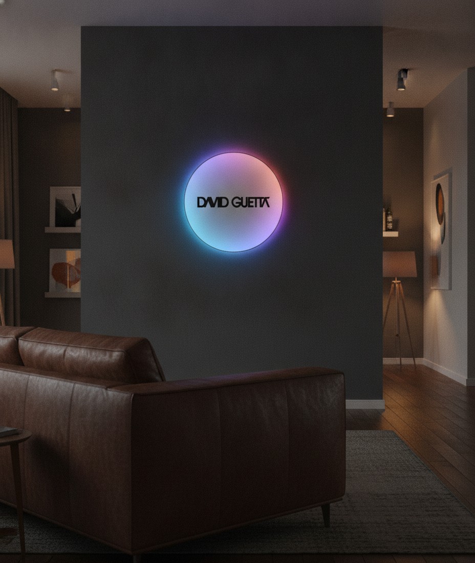 David Guetta LED-Leuchtschild Wanddeko Musik-Deko Geschenk - Mockup