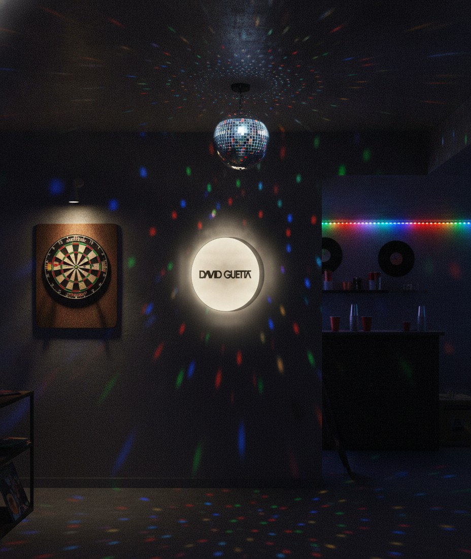 David Guetta LED-Leuchtschild Wanddeko Musik-Deko Geschenk - Mockup