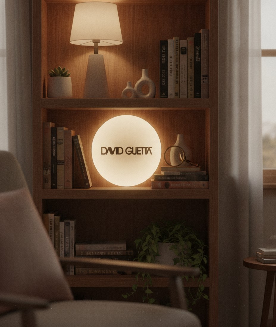 David Guetta LED-Leuchtschild Wanddeko Musik-Deko Geschenk - Mockup