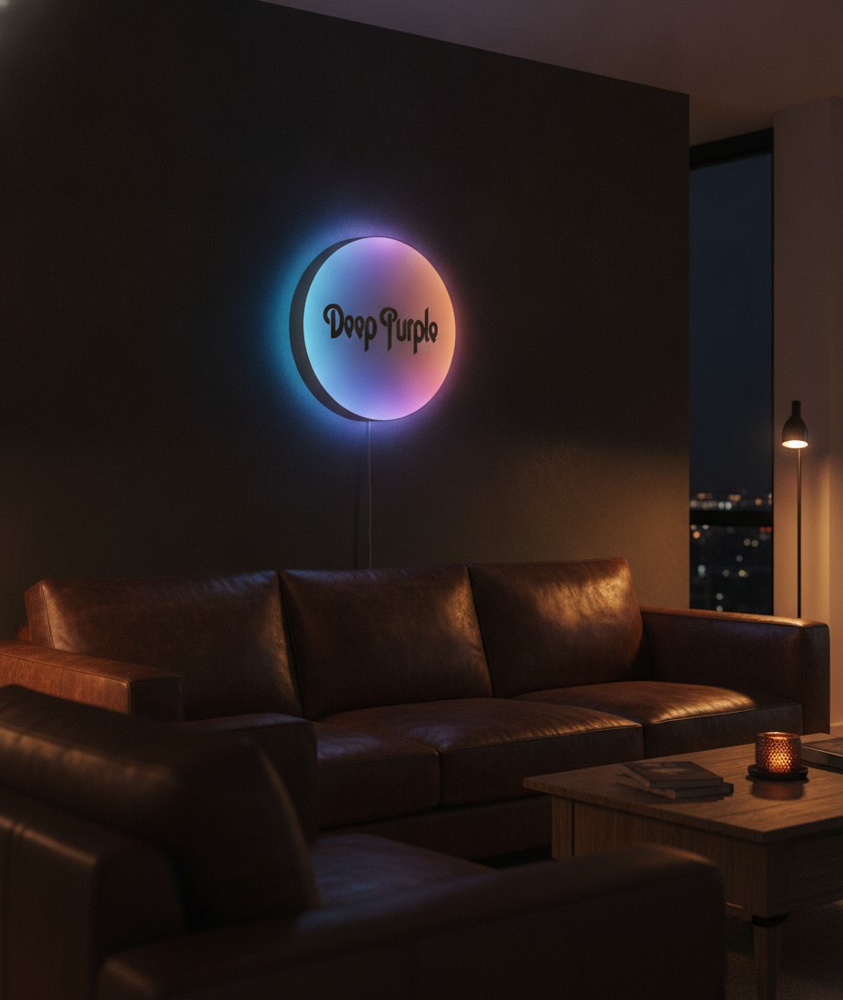 Deep Purple LED-Leuchtschild Wanddeko Musik-Deko Geschenk - Mockup