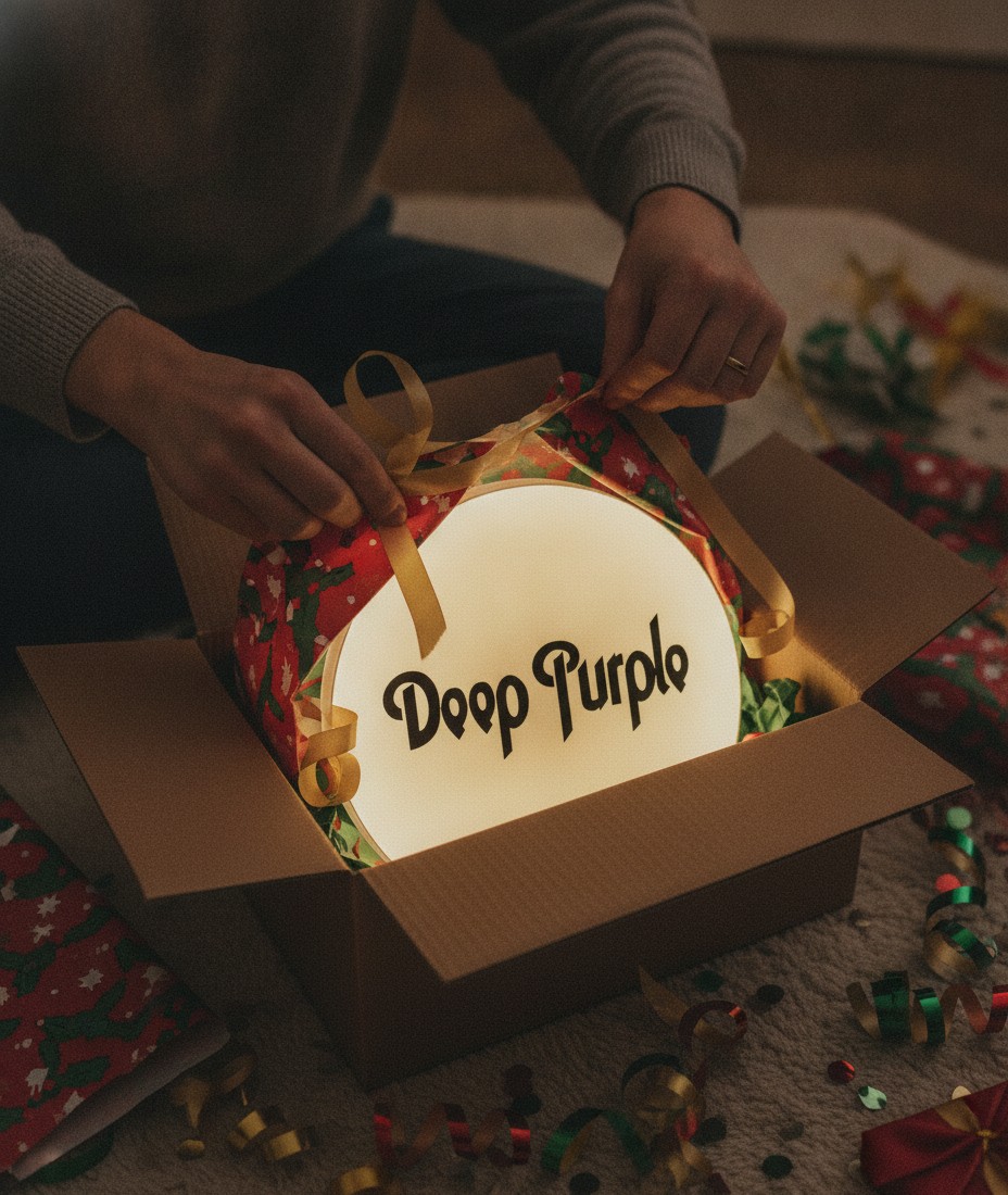 Deep Purple LED-Leuchtschild Wanddeko Musik-Deko Geschenk - Mockup