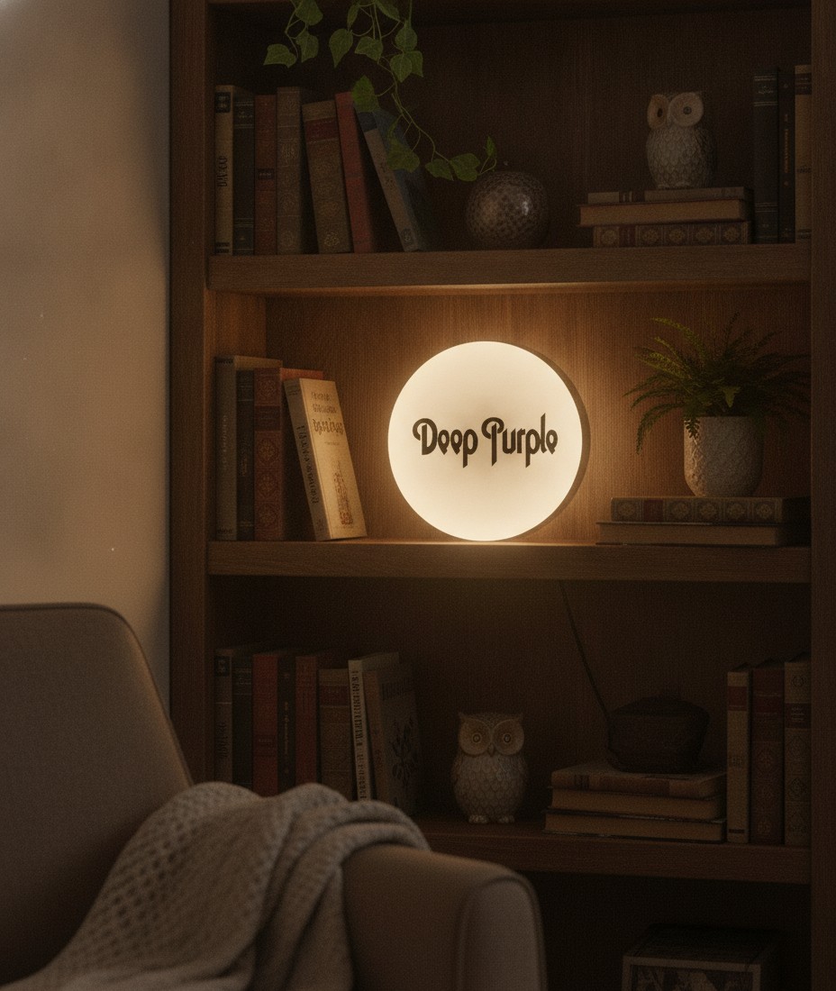 Deep Purple LED-Leuchtschild Wanddeko Musik-Deko Geschenk - Mockup