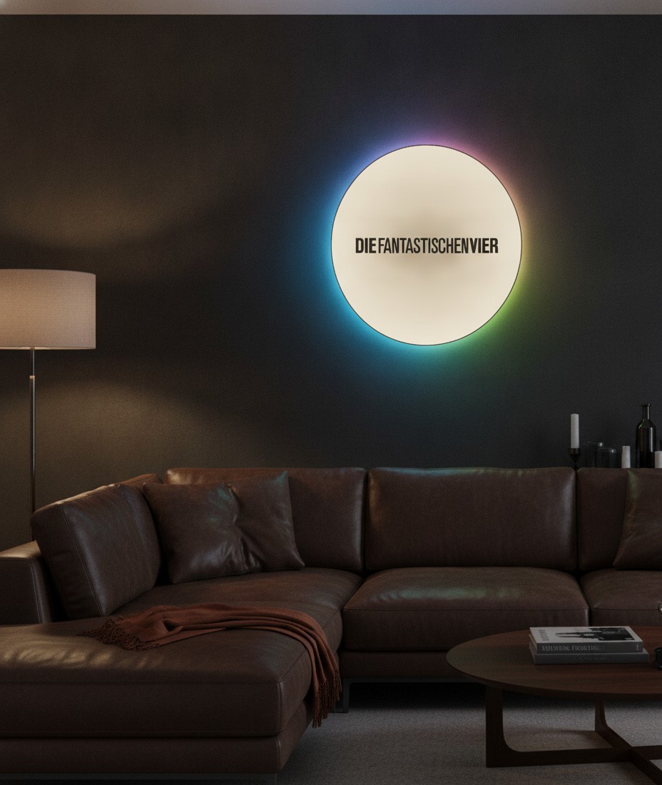 Die Fantastischen Vier LED-Leuchtschild Wanddeko Musik-Deko Geschenk - Mockup