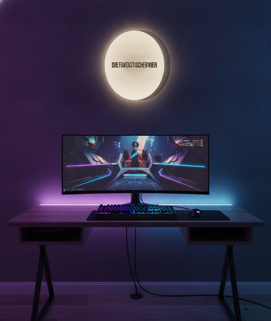 Die Fantastischen Vier LED-Leuchtschild Wanddeko Musik-Deko Geschenk - Mockup