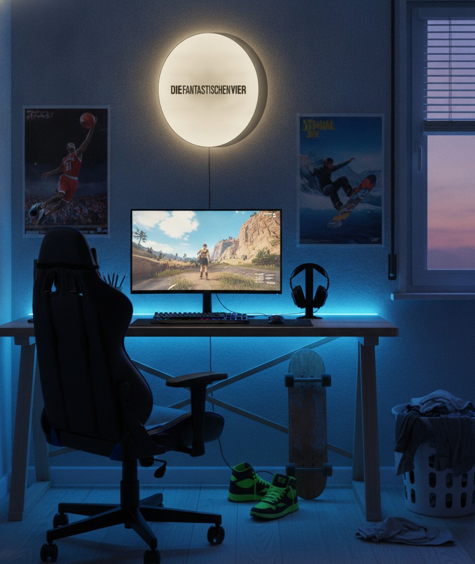 Die Fantastischen Vier LED-Leuchtschild Wanddeko Musik-Deko Geschenk - Mockup
