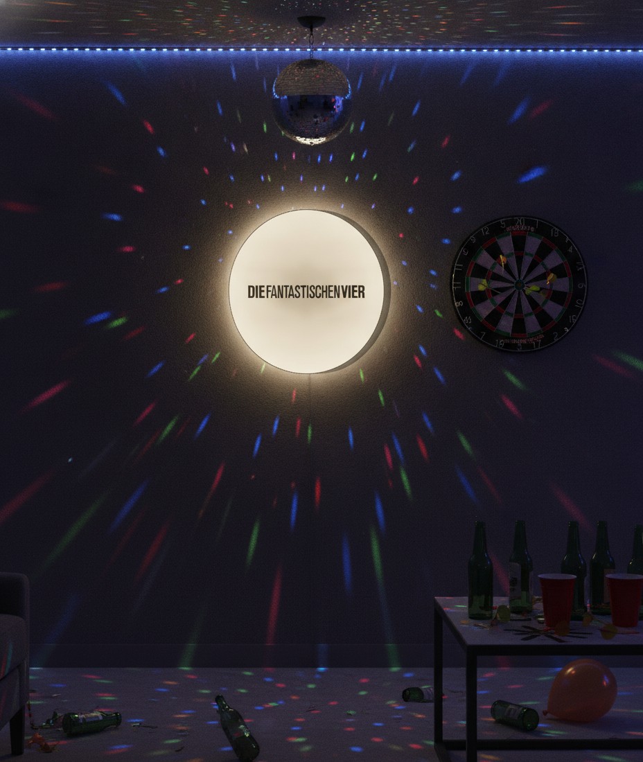 Die Fantastischen Vier LED-Leuchtschild Wanddeko Musik-Deko Geschenk - Mockup