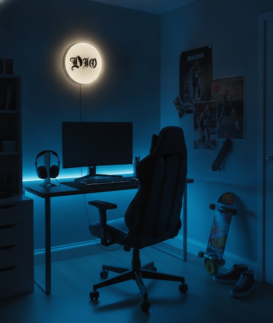 Dio LED-Leuchtschild Wanddeko Musik-Deko Geschenk - Mockup