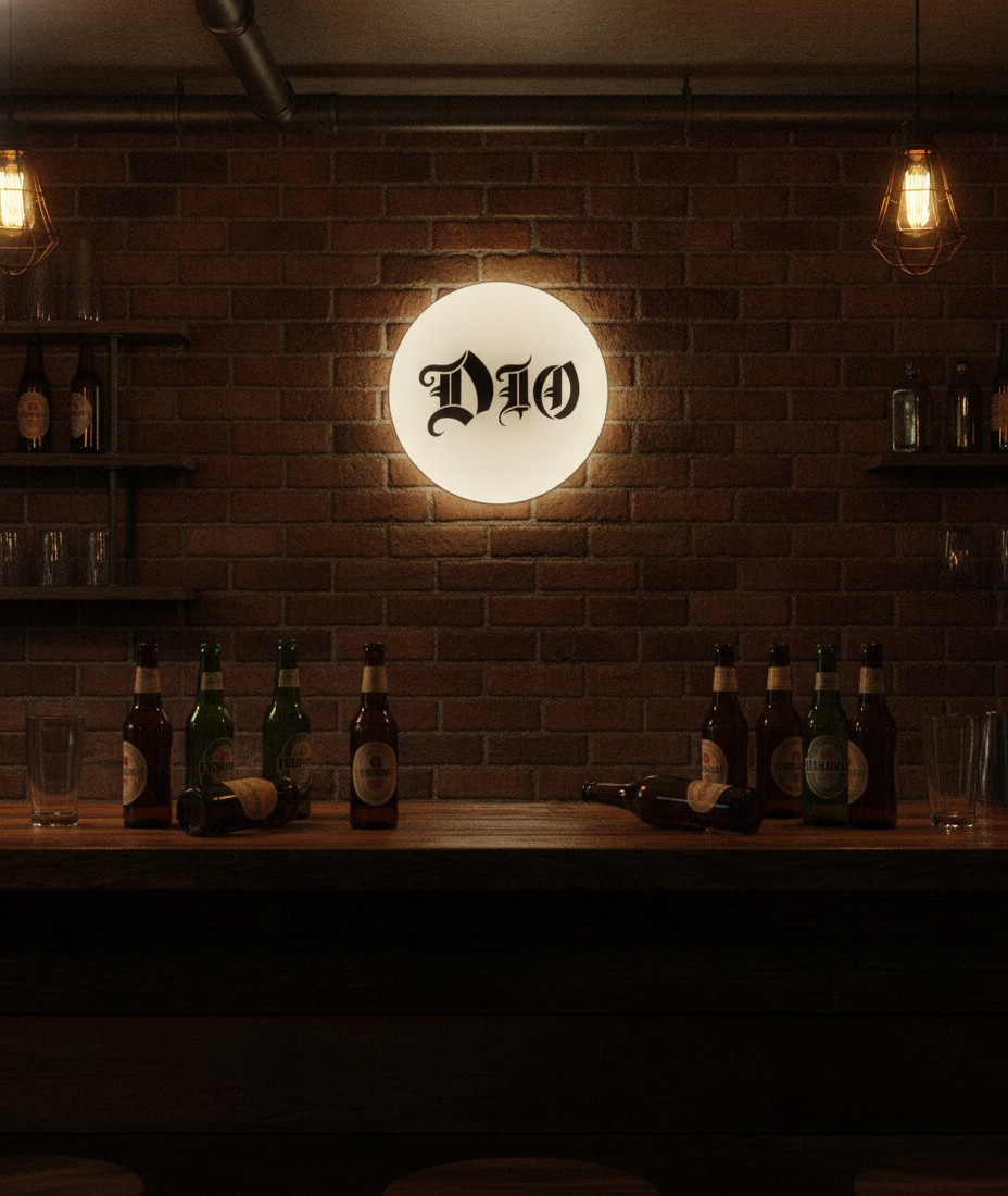 Dio LED-Leuchtschild Wanddeko Musik-Deko Geschenk - Mockup